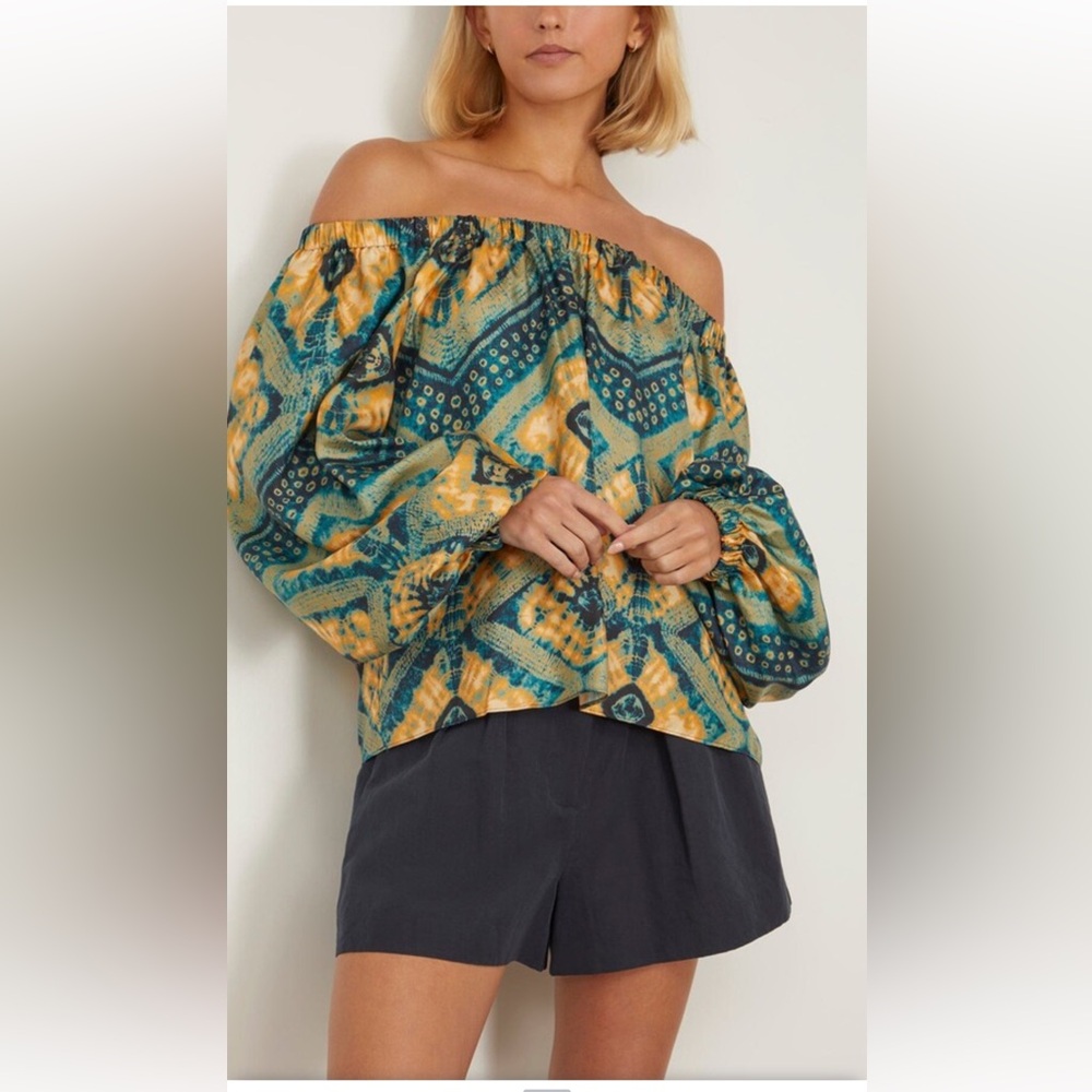 NWT $520 ULLA JOHNSON NADYA constellation-print silk blouse , Size 2, 100% SILK